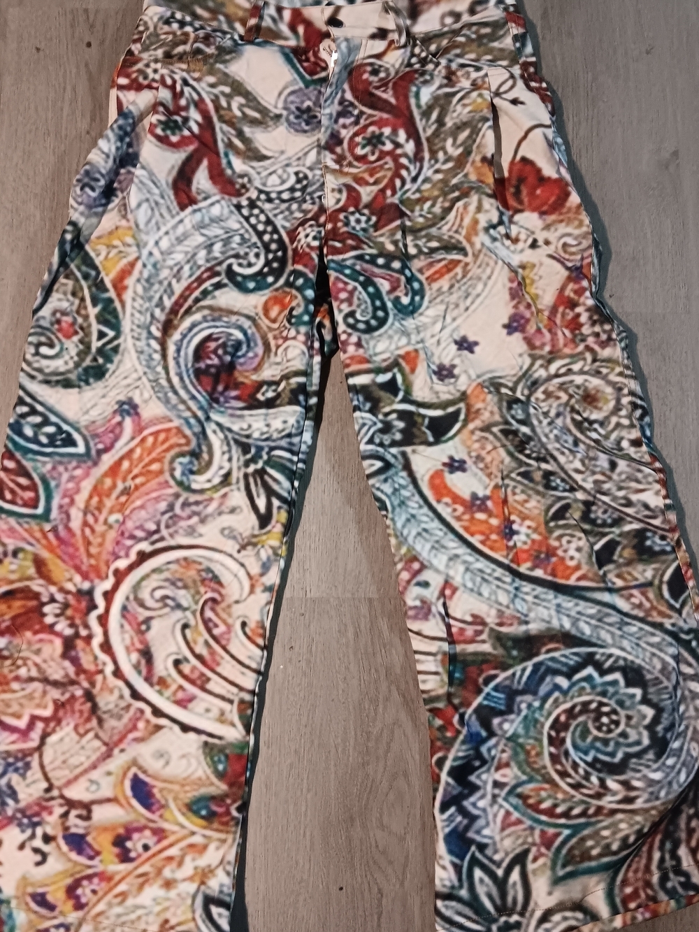 Multi-Color Paisley Wide-Leg Women's Jeans - Picture 2 of 5